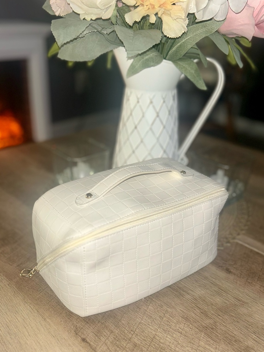 Checkered Travel Cosmetic Bag - Large - Multifunctional Waterproof
